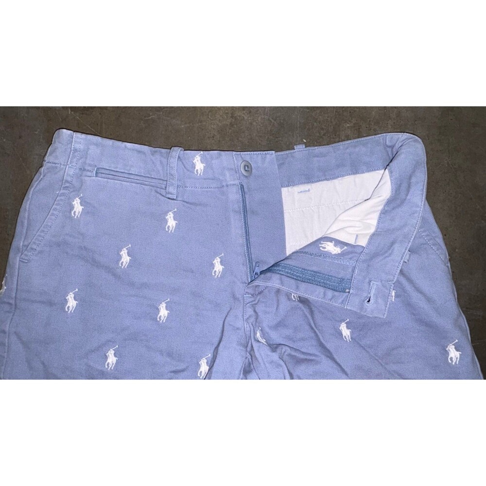 Polo Ralph Lauren Shawna Shorts! Dusty Blue W White Polo Players All Over Size 2 - Picture 3 of 7